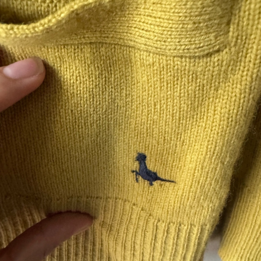 Jack Wills Merino Wool Cardigan Mustard V Neck Preppy 4 Academia Old Money Chic - Picture 2 of 7